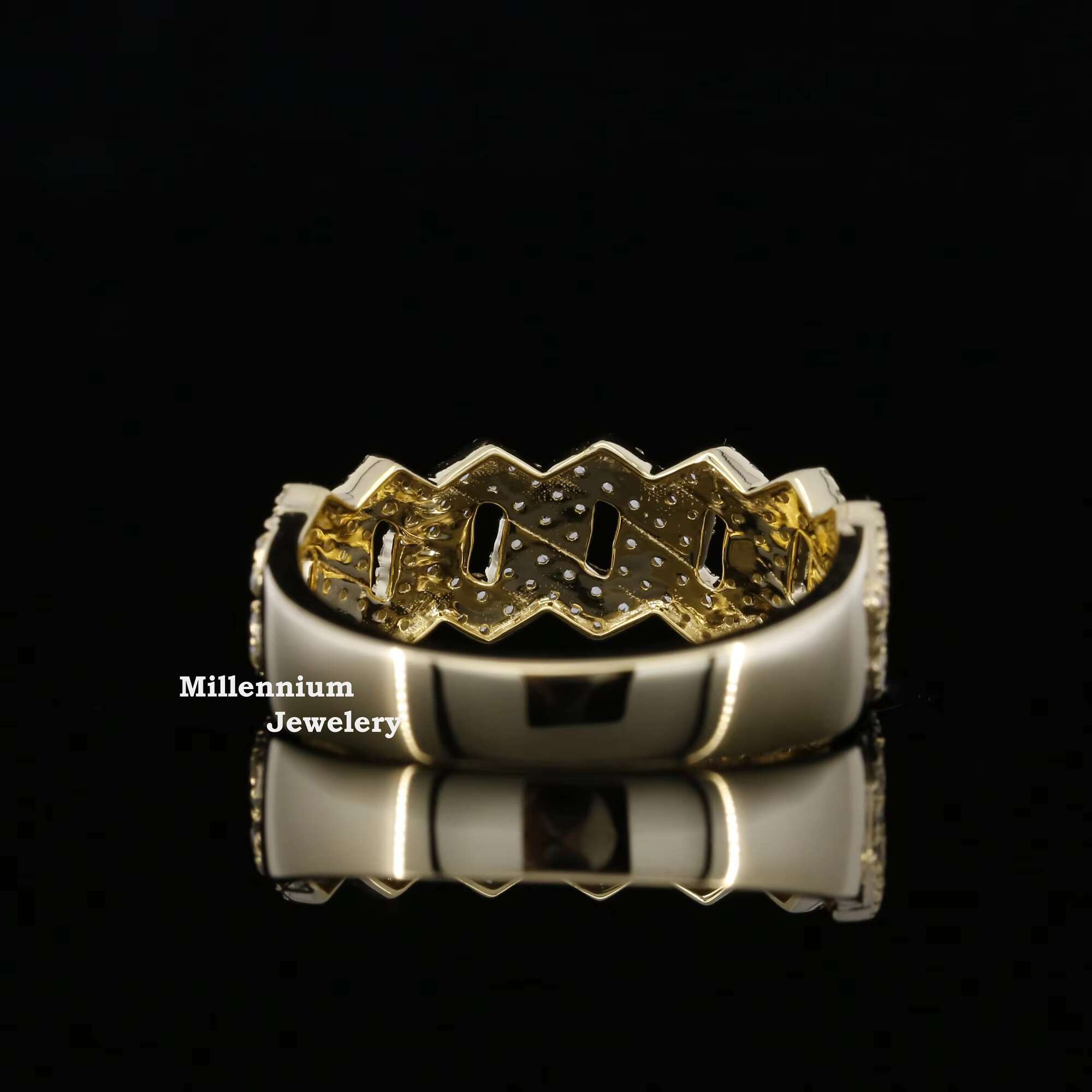 Top Quality Moissanite Ring Hip Hop Iced Out Gold Plated 925 Sterling Silver Cuban Style Ring at Wholesale Price