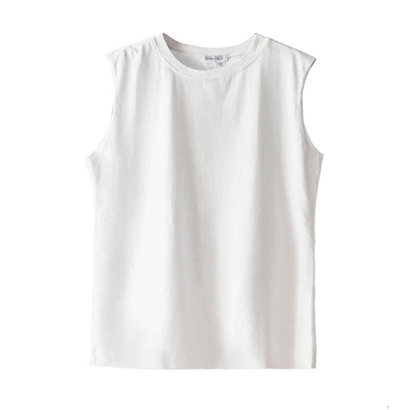 Summer New White Tank Women Loose Round Neck Sleeveless T-Shirt Student Top For Outerwear And Innerwear Base Shirt B5
