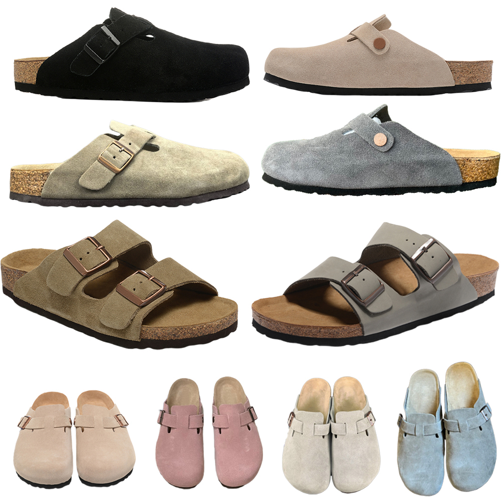 High quality Designer men women Clogs Sandals slides flats sandals Mocha Taupe Stone Summer comfortable anti-slip slippers for Outdoor Beach leather Flat shoes