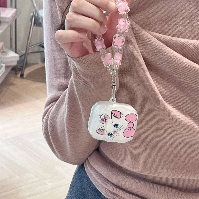 Cute Cat Headphone For Apple 1 2 3 Pro Wireless Bluetooth Cartoon Earphone Case for 4 with Keyring