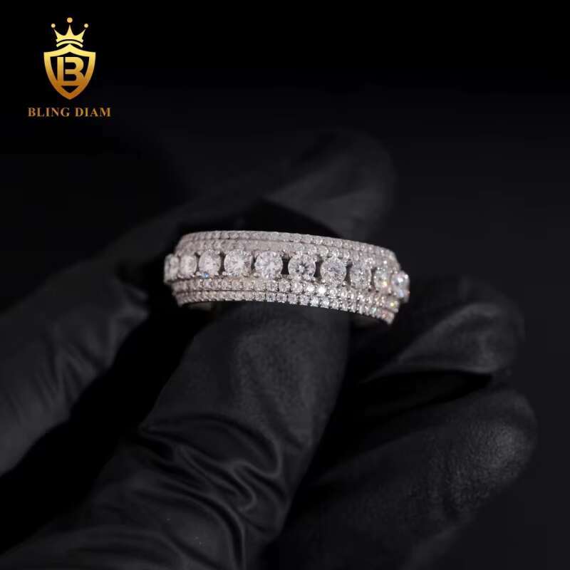 Fashion Hip Hop Jewelry 925 Sterling Silver Vvs Moissanite Pass Diamond Tester Vintage Wedding Rings for Men and Woman