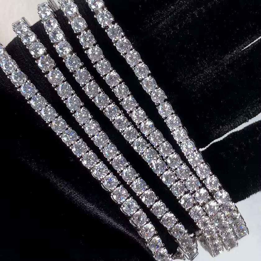 Wholesale Factory Price Tennis Necklace Iced Out 4mm DEF VVS Moissanite Stone 22inches Sterling Silver Tennis Chain