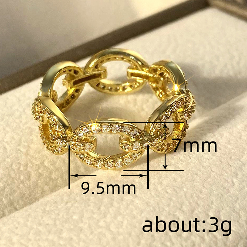 States Full Circle of Diamonds Hip-hop Winding Chain Ring Men's Personalized High-quality Accessories 250711
