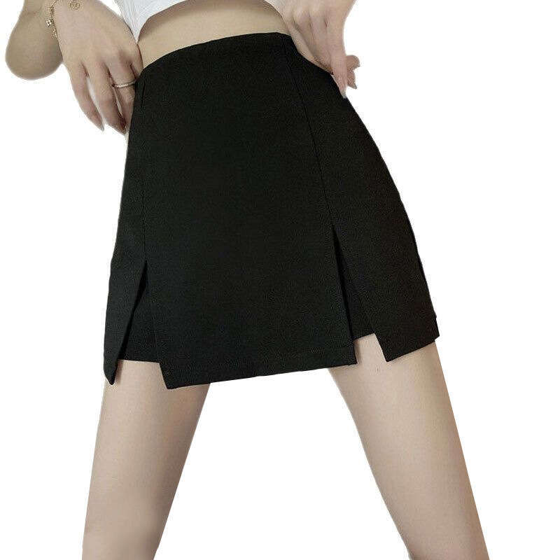 Black Small Slit Women's Autumn High Waist A-Line Slimming Fashion Suit Short Skirt For Plus Size Women B5