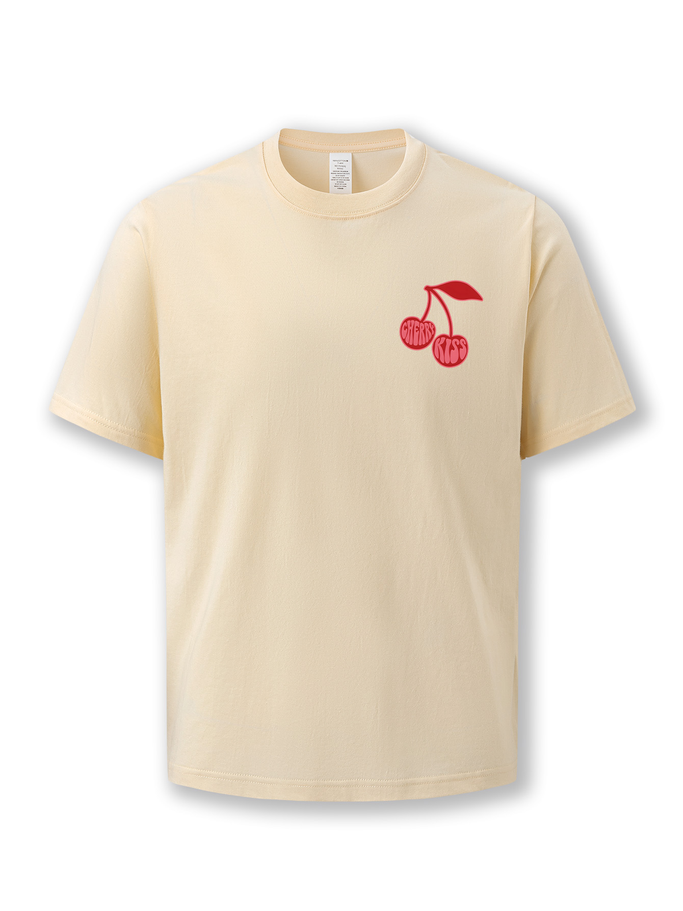 Women's summer round-neck shirt 2025 new style loose wild cotton T-shirt Casual fruit cherry print short-sleeved breathable and fashionable soft 