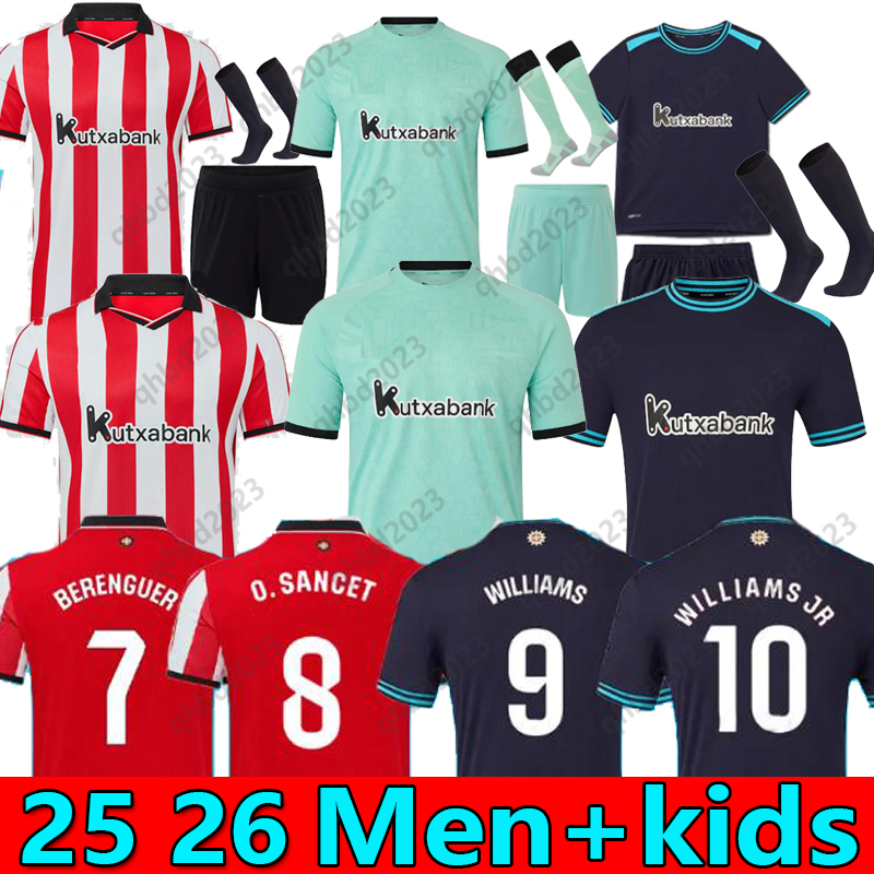 25 26 Athletic Bilbao Soccer Jerseys BERENGUER 2025 26 MUNIAIN Home Away WILLIAMS Football shirt RAUL GARCIA VILLALIBRE Jersey Sancet Men and Kids Fans Kits