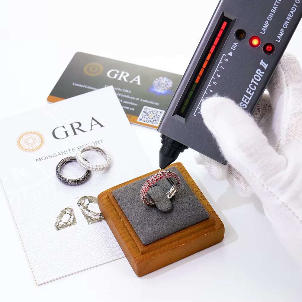 Wholesale Unisex Luxury Hip Hop Sterling Silver 925 Full Eternity Iced Out Red Black White Diamond Mossanite Moissanite Ring