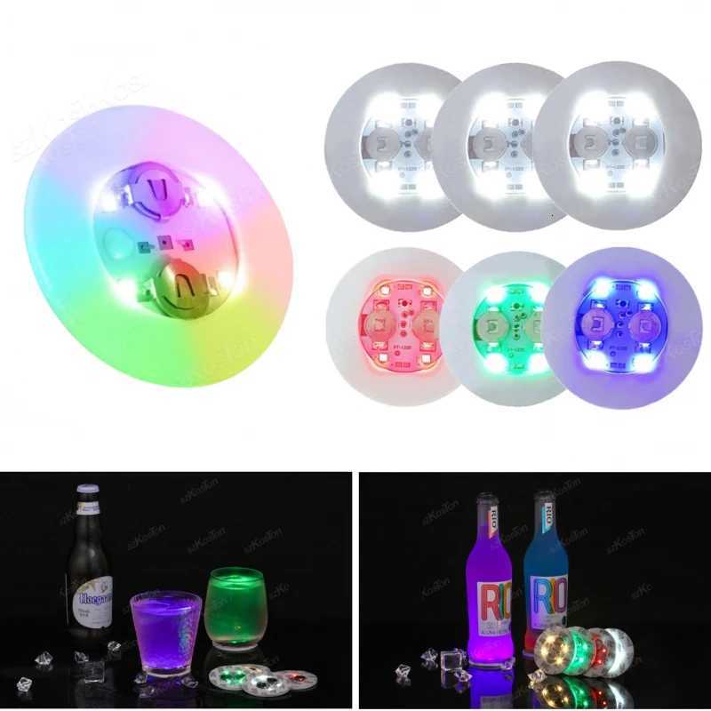 5pcs/Lot LED Luminous Coasters Light Up Glass Drinking Bottle Cup Mat Stickers for Parties Weddings Bars Christmas Home Pubs XJ250710