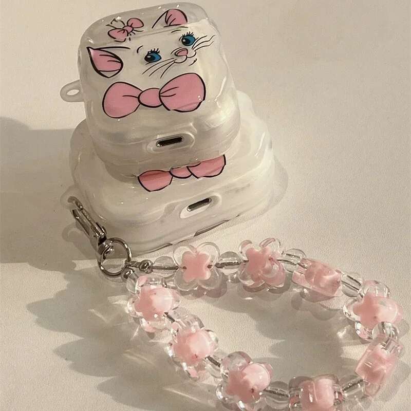 Cute Cat Headphone For Apple 1 2 3 Pro Wireless Bluetooth Cartoon Earphone Case for 4 with Keyring