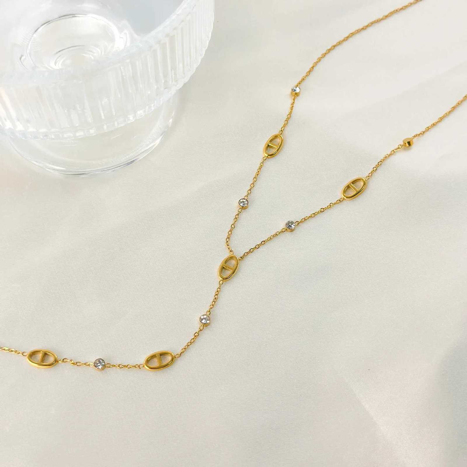 Keen on Necklace Y Chain Non Fading French Exquisite Womens Collarbone Chain Pig Nose Tassel Titanium Steel French Classic W250710