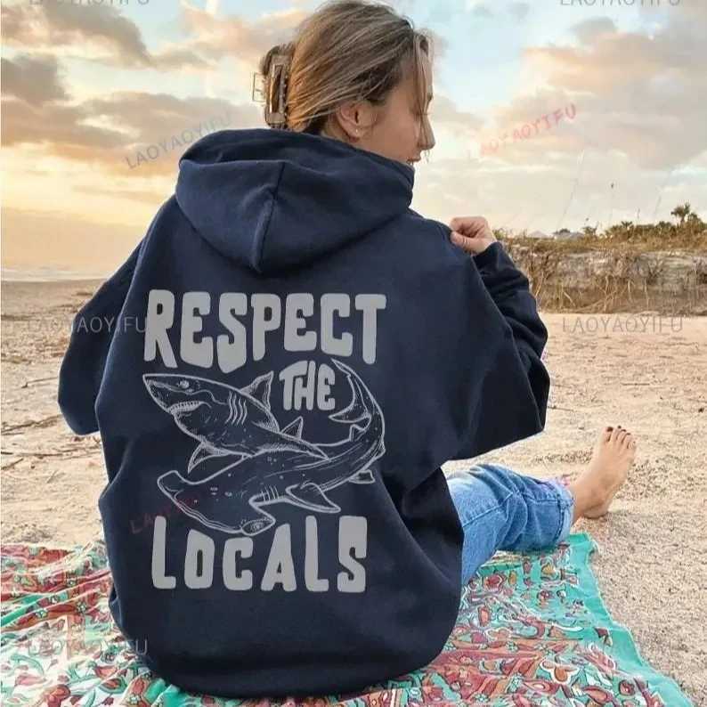 Respect The Ocean Hoodie - Ocean Surf Hoodie Carolina Blue Hoodie Words On Back Turtle Sweatshirt For Outdoor Enthusiasts Y250710