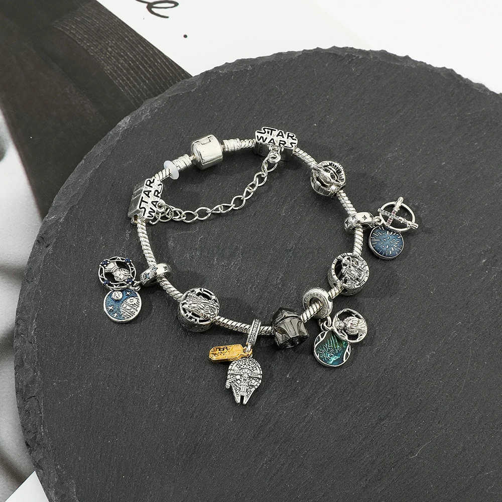 Disney Disney Star Wars Bracelet Darth Vader Ultimate Weapon Death Star Yoda R2D2 Millennium Falcon Charm DIY Jewelry Accessories W20250725