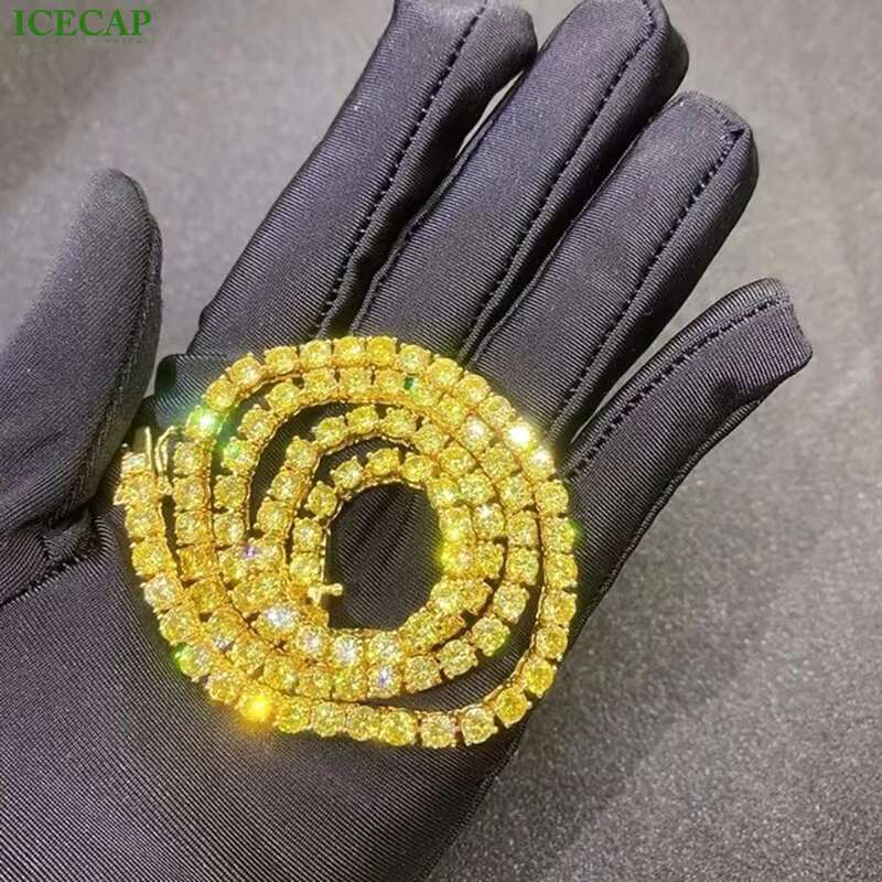 Factory Price Gold Plated 925 Silver VVS Moissanite Tennis Chain 4mm-8mm Fine Jewelry Necklace Bracelet for Men and Women