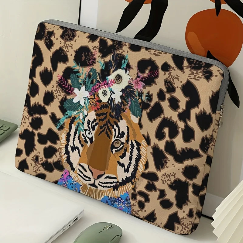 One piece set two styles tiger patterned laptop bag and briefcase suitable for 14 inch laptops 250710