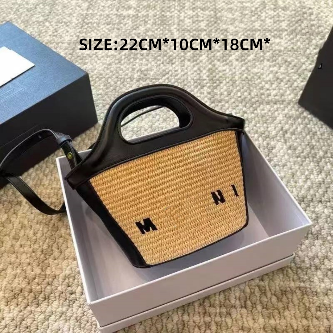Designer Bag Luxury Mini Basket Bag in High-Quality Woven Fabric Fashionable Women's Crossbody Bag for Beach Parties and Casual Occasions Premium Women's Handbag