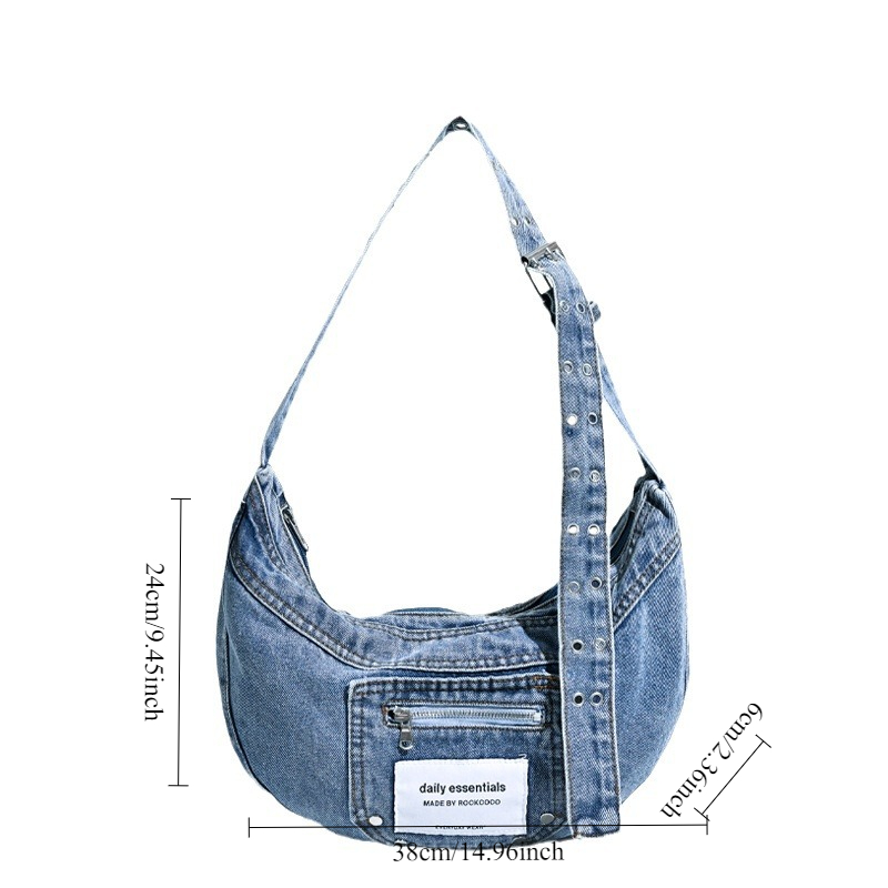 Niche design Japanese and Korean retro washed lazy artistic denim canvas trendy cool single shoulder crossbody bag