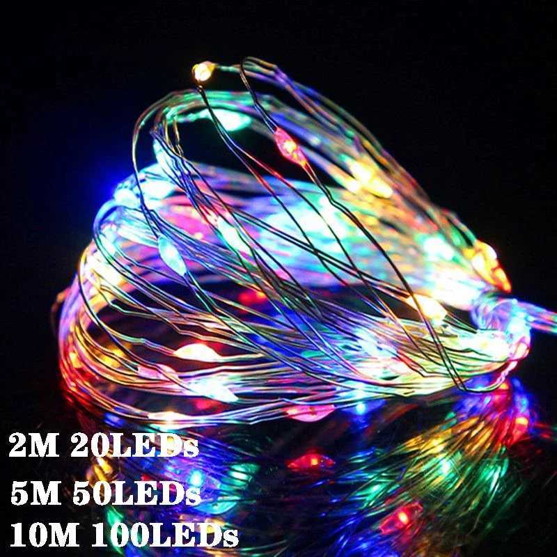 10M LED Fairy Silver Wire String Light Battery Box with Remote Control Wedding Garland Lamp Christmas Home Party DecorationXJ250710