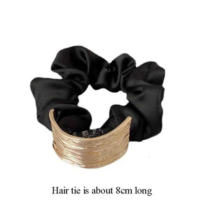 Korean Metal Satin Large Intestine Ring Women Rubber Bands Hair Ties Hair Rope Girls Ponytail Holder Headdress Hair Accessories Y250711