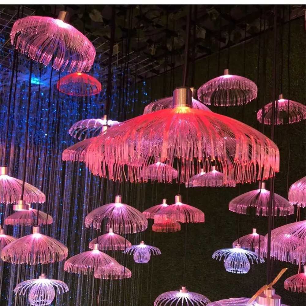 Colorful Fiber Optic LED Birthday New Year Outdoor Home Decor Decorative Lights Christmas Decoration Chandelier Jellyfish Light XJ250710