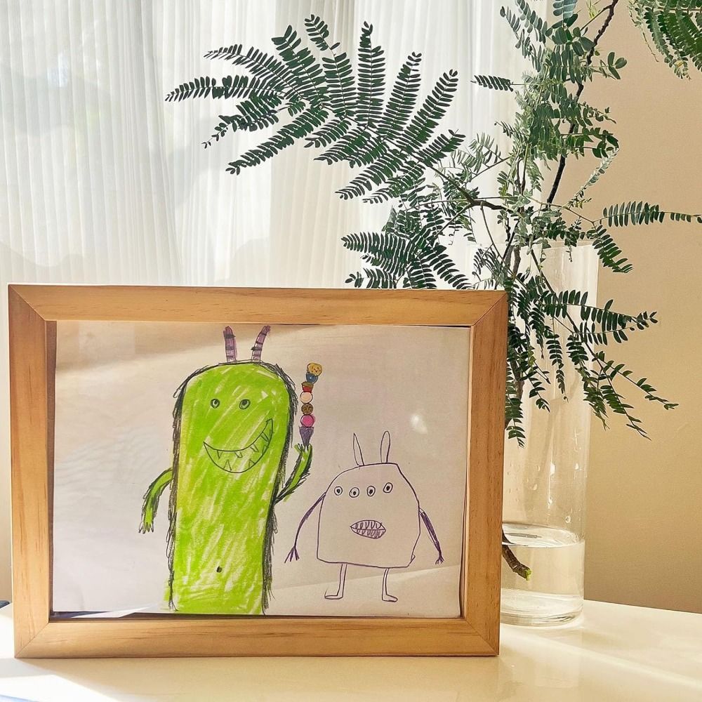 Wall Decoration Wooden Art Rotatable Changeable Cards Display Holder Family Portraits Memorial Photo Frame Kids H260306