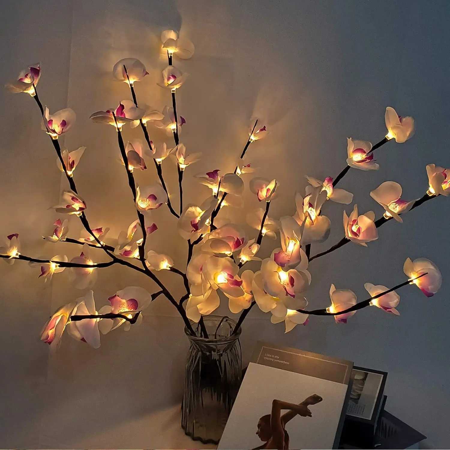 1 Pack White Purple Butterfly Orchid Tree Light LED Lights Battery Powered Tree Lamp Illuminated For Room Home Romantic Decoration XJ250710