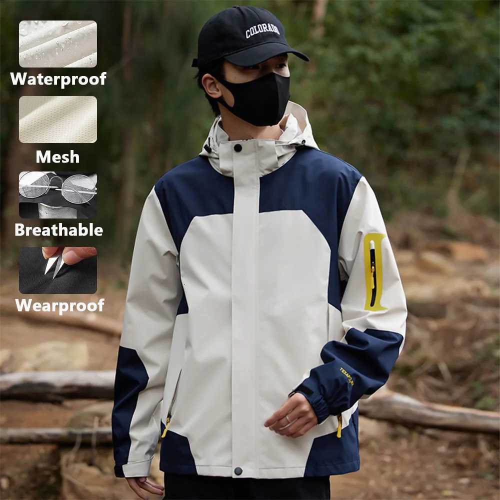 Autumn Winter Outdoor Couple Punching Jackets Men Women Windproof Waterproof Mountaineering Clothing Camping Jacket W250711