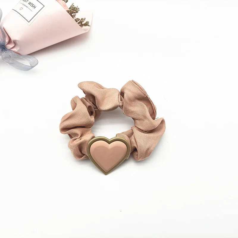 Shiny Heart-shaped Silk Hair Ties Ponytail Holders Hair Accessories Heart Shape Pearl Chiffon Bow Elastic Hair Band Wholesale Y250711