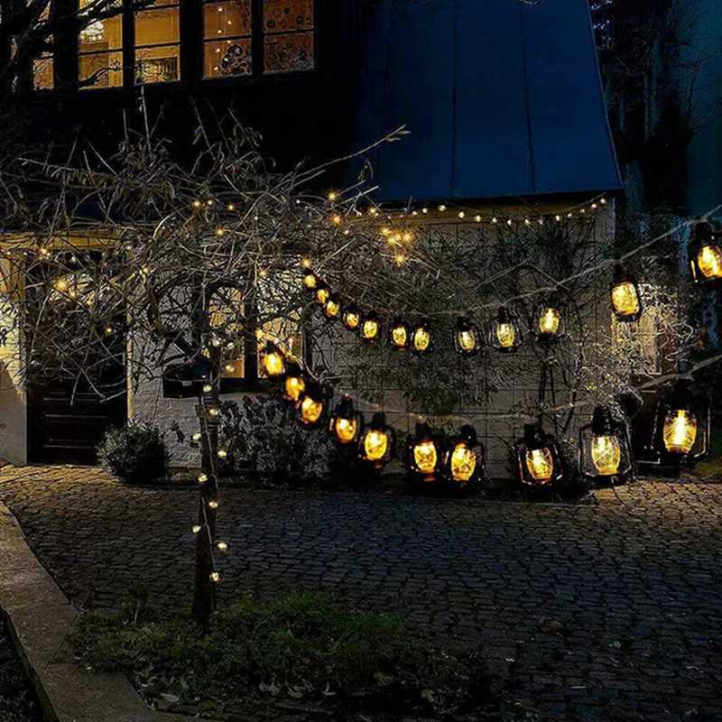 10/20/30/40 LED Lantern String Lights Mini Kerosene Lamp for Outdoor Patio Garden Holiday Wedding Party Christmas Decorations XJ250710