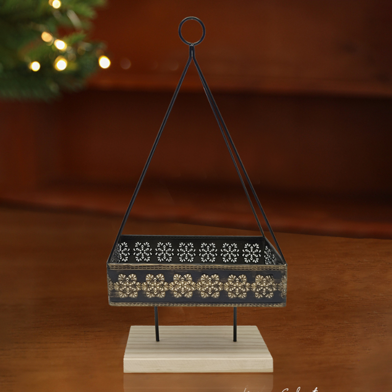 Multifunctional Industrial Hand-Held Tray - Solid Wood Board with Steel Frame for Home/Shop Decor