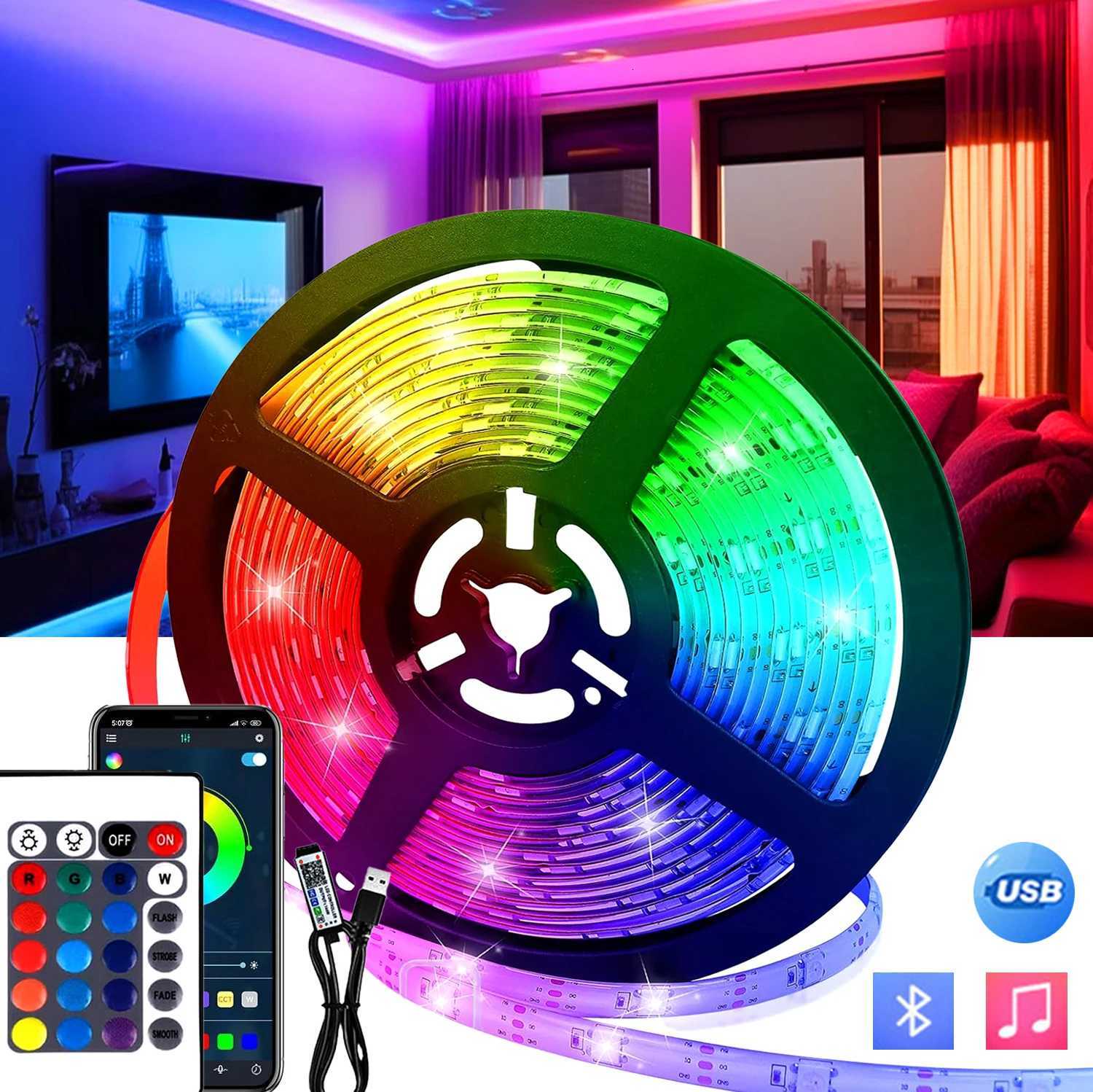 5V Low-Voltage LED Strip RGB Color-Changing LED Strip with Bluetooth-Compatible Remote Controller Smart LED Lights XJ250710