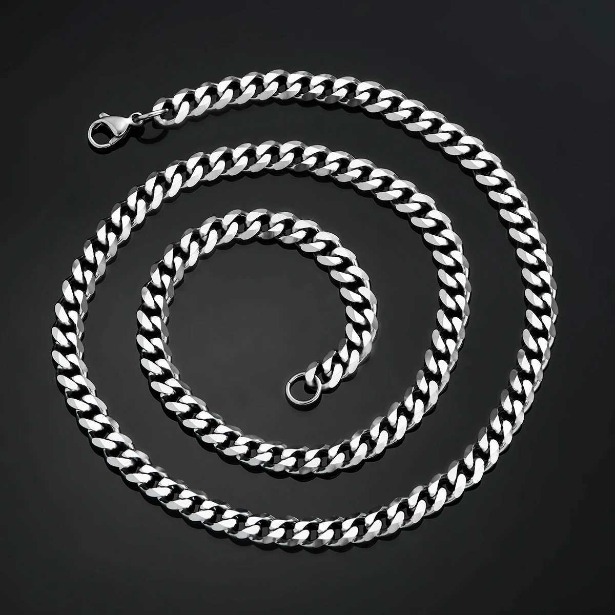 Cuban Link Chains Stainless Steel Classic Men Boy Curb Chunky Silver Color Necklace 3.6mm to 11mm 14 to 30 Inches W250710