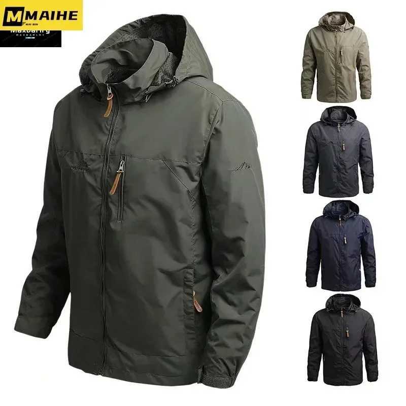 Gorpcore Jacket Mens Military Tactical Hunting Jacket Mens Autumn Casual Waterproof Windbreaker Mens Coat Pocket Work Clothes W250711