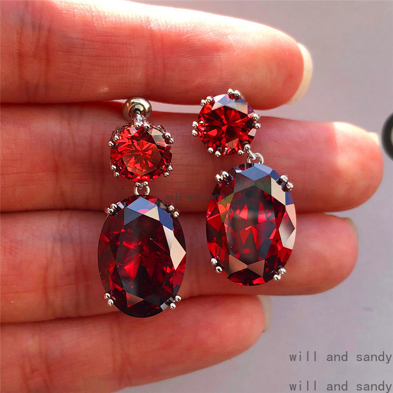Cubic Zircon Water Drop Stud Earrings Designer Jewelry Sterling Silver Drop Heart Charm Dangle Earrings for Woman Bridal Wedding Gift Fine Jewellry