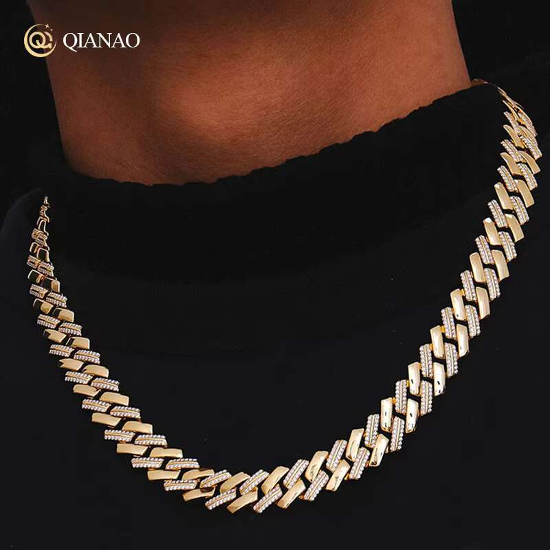 Customizable 925 Sterling Silver Fine Jewelry Chain Gold Plated Moissanite Cuban Link Hip Hop Bracelet and Necklace