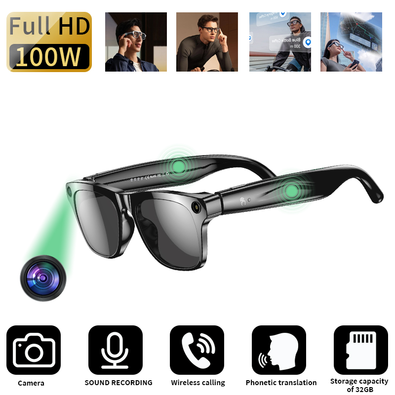 LIGE smart glasses, AI translation glasses, with 144 languages and accents, blue light filtering lenses, multi-functional smart glasses for men and wo