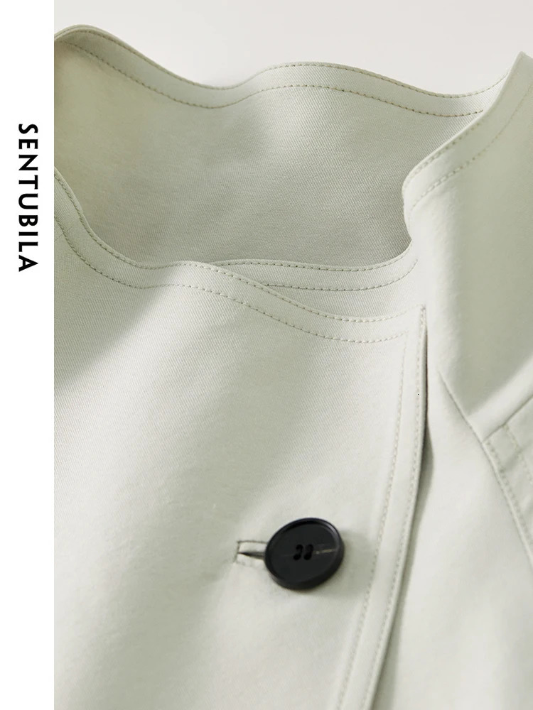 SENTUBILA Stand Collar Single Button Trench Coats for Women Autumn Fashion Loose Casual Loose Simple Women Coats 143F55826 250703