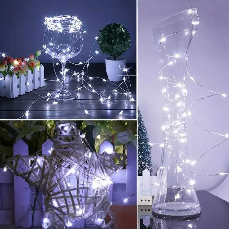 10pcs LED Fairy Light Battery Powered String Lights Waterproof Silver Wire Moon Light For DIY Wedding Party Bedroom Cake Decoration XJ250710