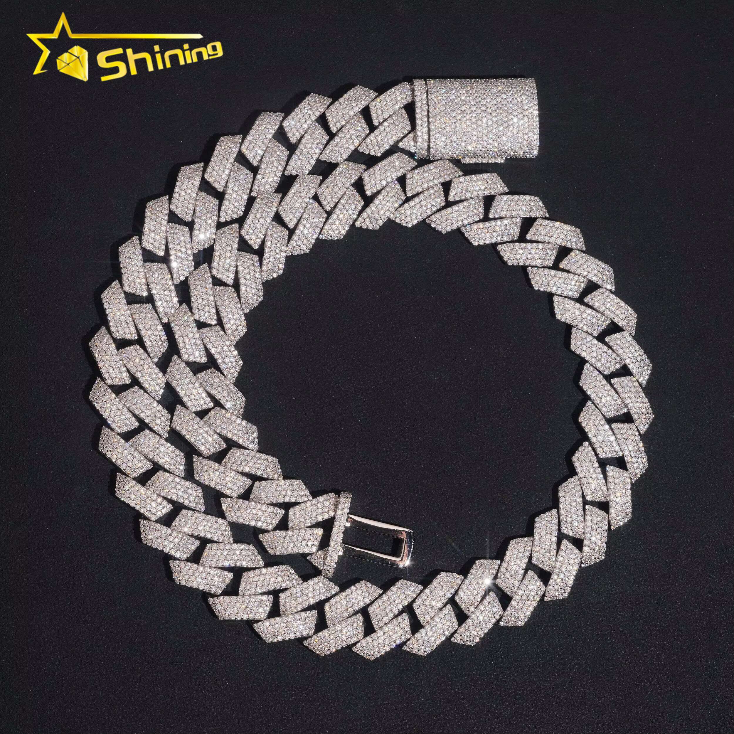 2025Hip Hop Jewelry 18mm 4 Rows Chain 925 Sterling Silver GRA Certificate Iced Out Necklace Moissanite Cuban Link Chain