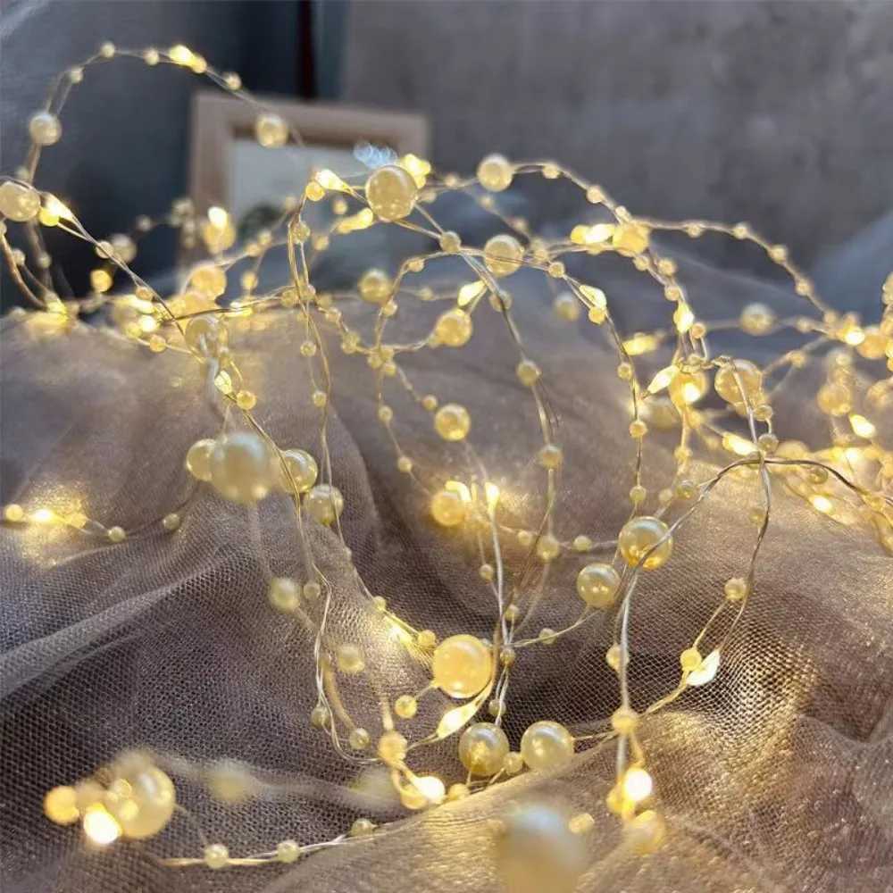 2M 5M Battery Powered LED Pearl Copper Wire String Lights Garland Home DIY Fairy Lamps for Wedding Party Holiday Decor XJ250710