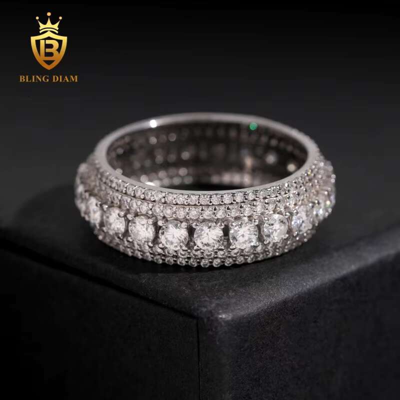 Fashion Hip Hop Jewelry 925 Sterling Silver Vvs Moissanite Pass Diamond Tester Vintage Wedding Rings for Men and Woman