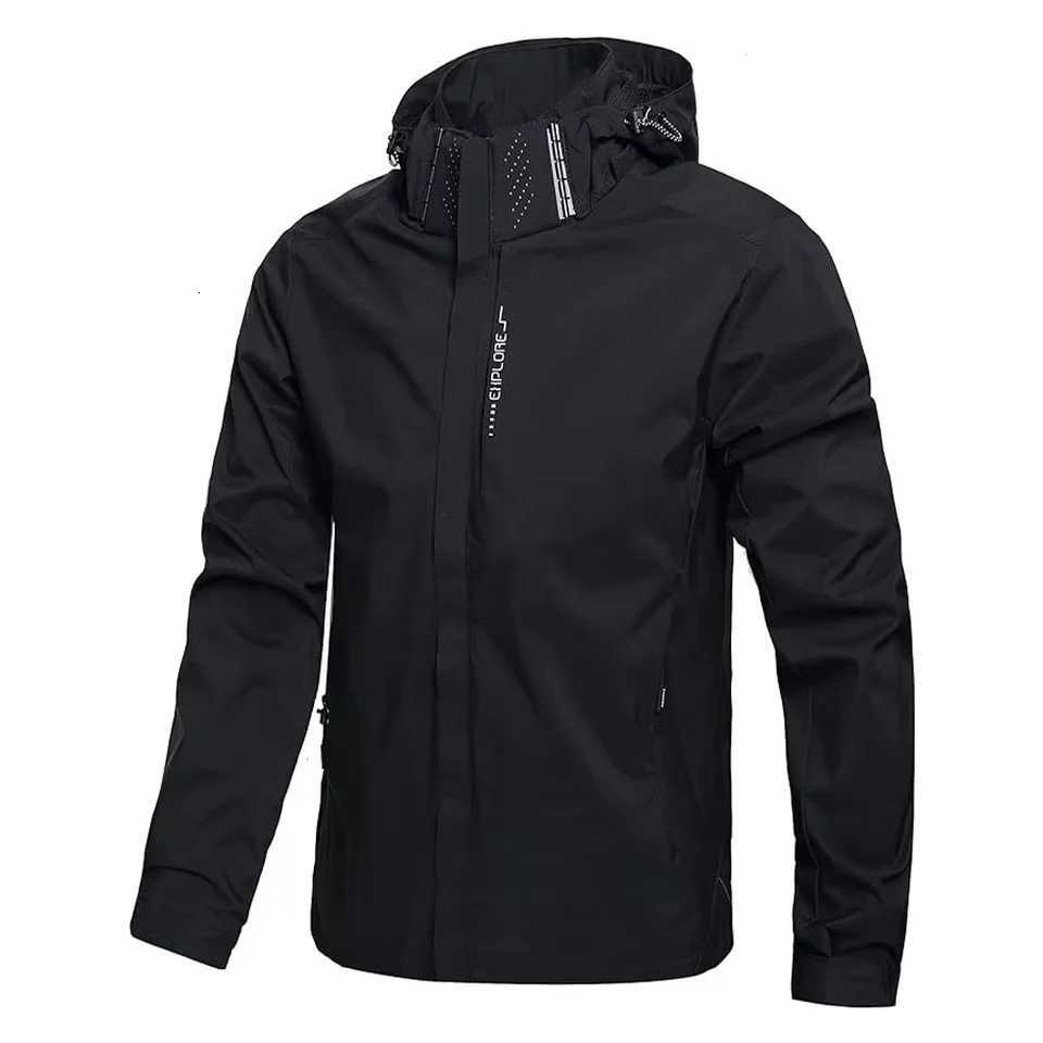 Mens Waterproof Rain Jacket Lightweight Outer Hooded Outdoor Raincoat Hiking Windproof Jacket Climbing Outdoor Jackets W250809