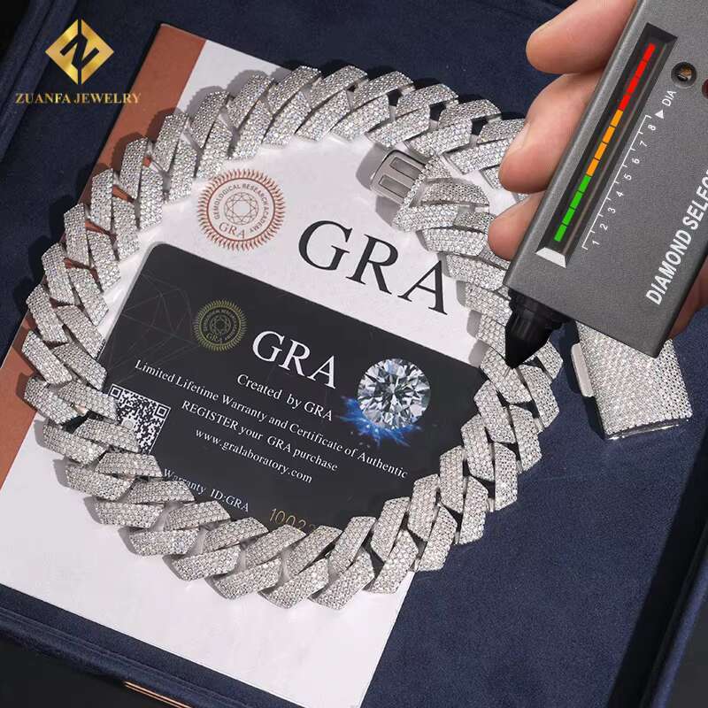 Cuban Link Chain 925 Sterling Silver Moissanite S925 Iced Out Hip Hop Jewelry VVS1 Moissanite Cuban Link Bracelet Men