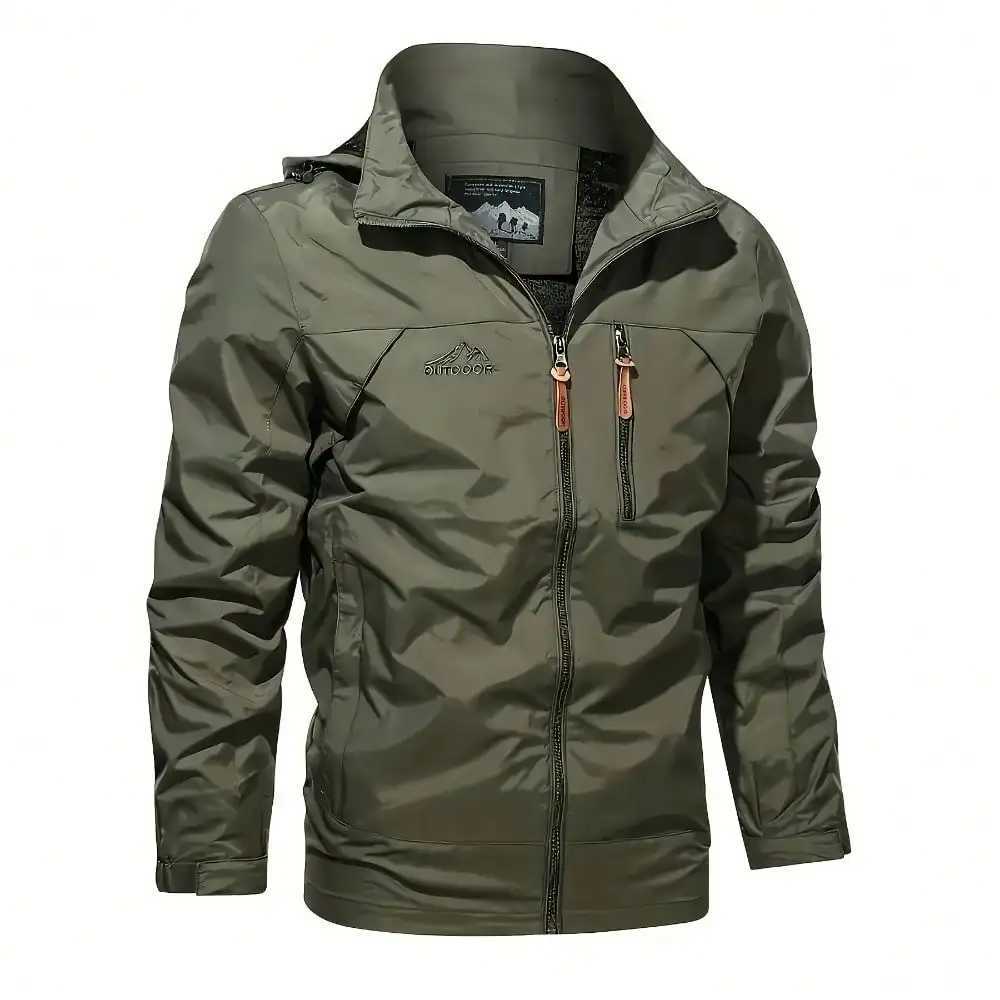 2025 New Raincoat Mens Waterproof and Windproof Hooded Jacket Casual Nylon Outdoor Hiking Jacket Mens Outdoor Charge Suit W250711