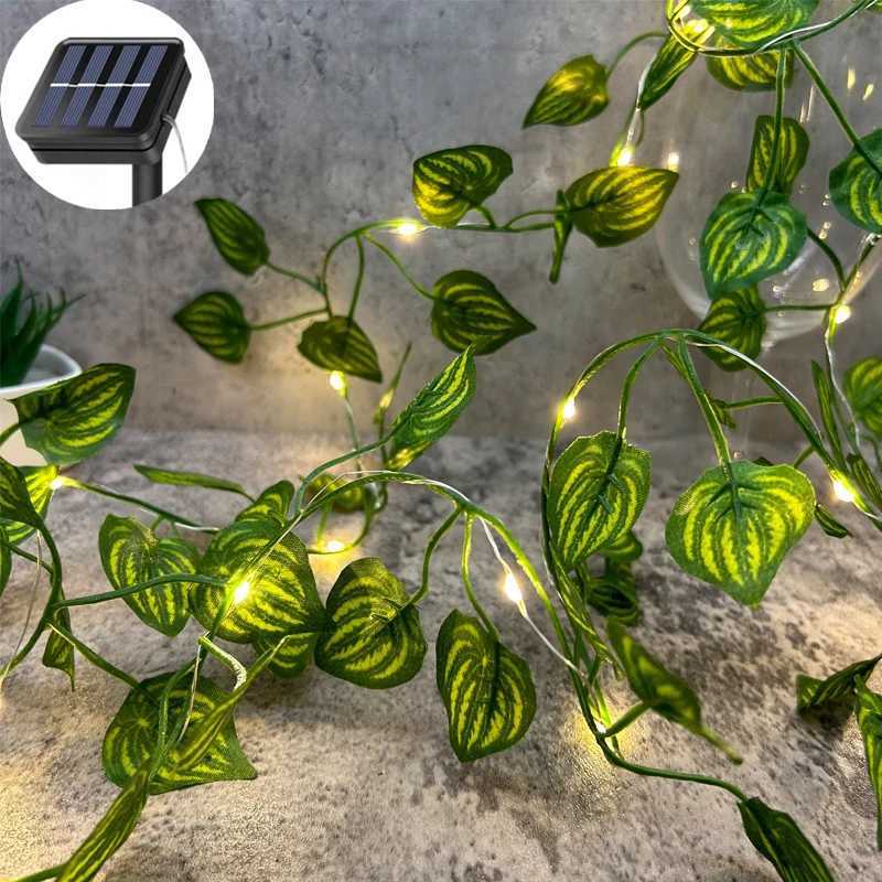 2/5/10M Solar Artificial Leaf Light String Outdoor Garden Light Wedding Party Decoration LED Fairy Lights Garland Decoration XJ250710
