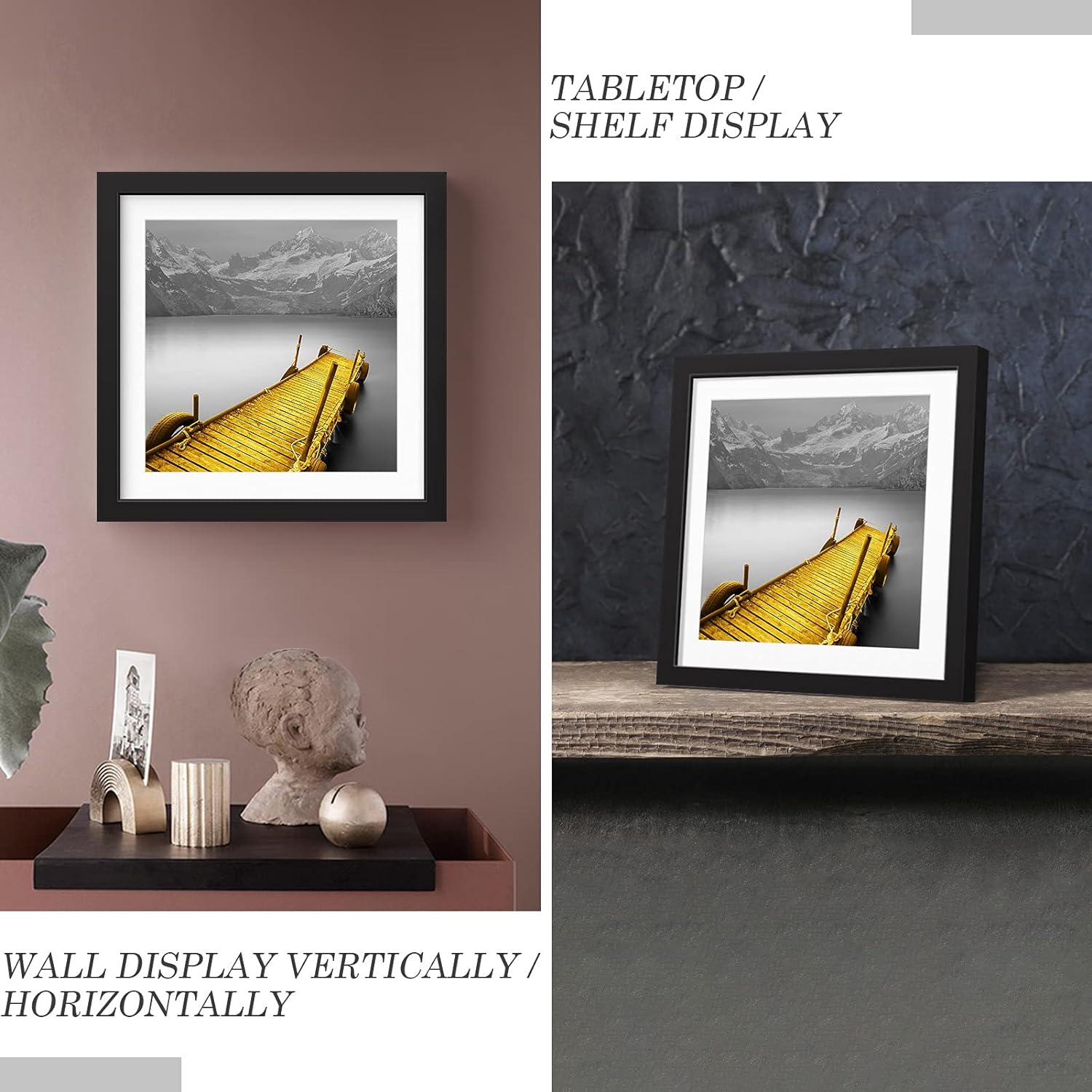 Square Wall Hanging With Mat 20X20cm Wood Picture Frame Stand For Pictures Photo Decor Commemorative Gift H260306