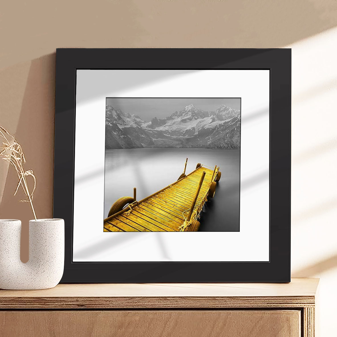 Square Wall Hanging With Mat 20X20cm Wood Picture Frame Stand For Pictures Photo Decor Commemorative Gift H260306