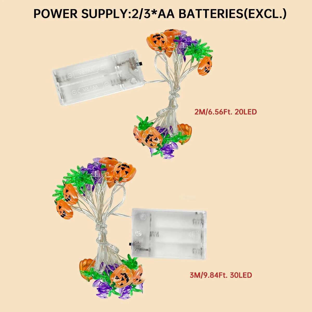 1pc LED Halloween Pumpkin Spider Bat String Light Battery Operated Waterproof Indoor And Outdoor Spooky Atmosphere Hanging Decoration XJ250710