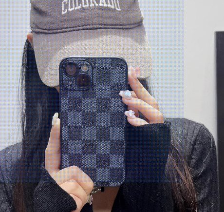 phone case, grid, trendy leather, suitable for all-inclusive protective case, men's and women's high-end checkerboard 250711