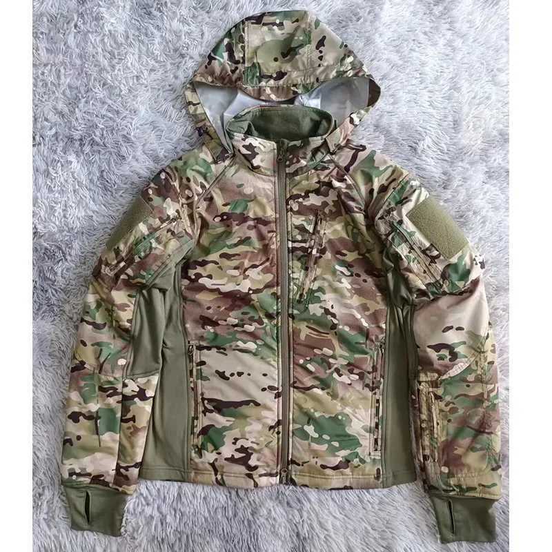 100% Cotton Hiking Hunting Tactical Jackets For Men Spring And Autumn Warm Fleece Windproof Breathable Windbreakers Coat W250711