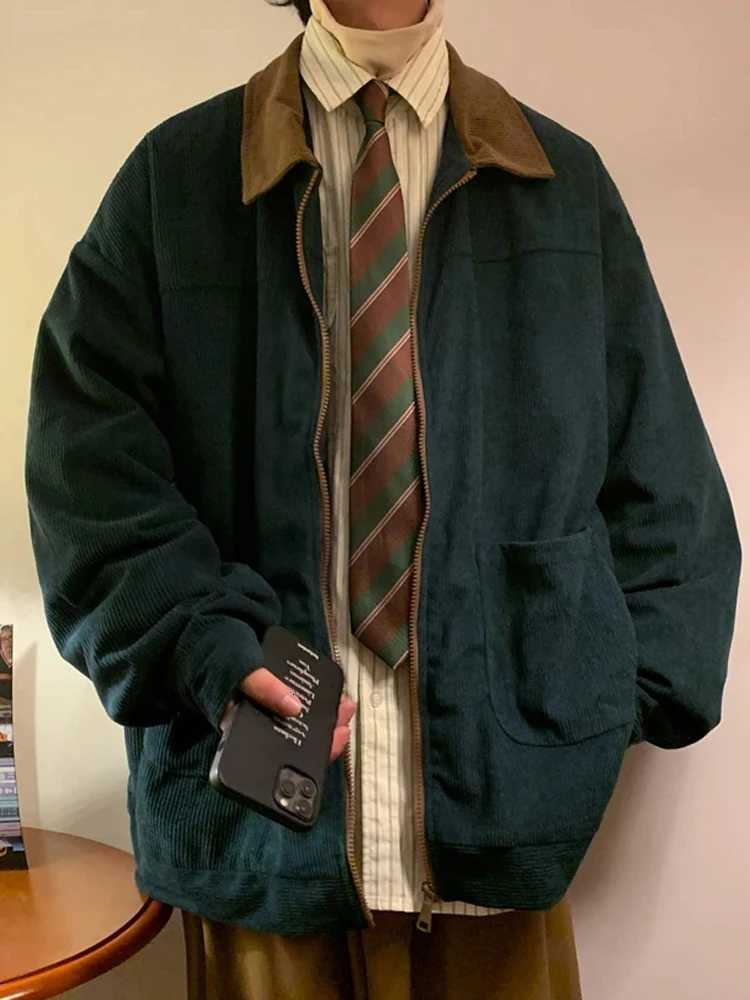 American Style Vintage 2025 Men Bomber Jacket Windbreakers Zipper Coats Autumn Loose Cargo Outerwear W250711